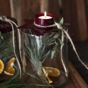 Bougeoir en verre avec couvercle étoilé