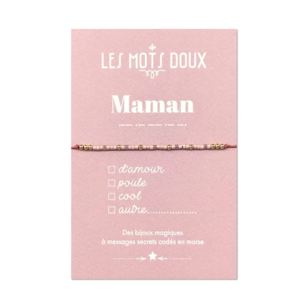 Bracelet rose morse “Maman” à cocher