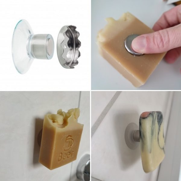 Porte-Savon Magnétique à Ventouse - Pour Douche Et Évier - Support Aimanté Pratique - Lot De 1, 2 Ou 4