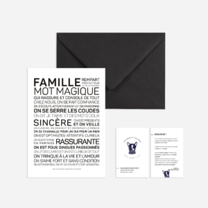 Carte postale avec enveloppe noire - La Famille - Les Mots à l'Affiche