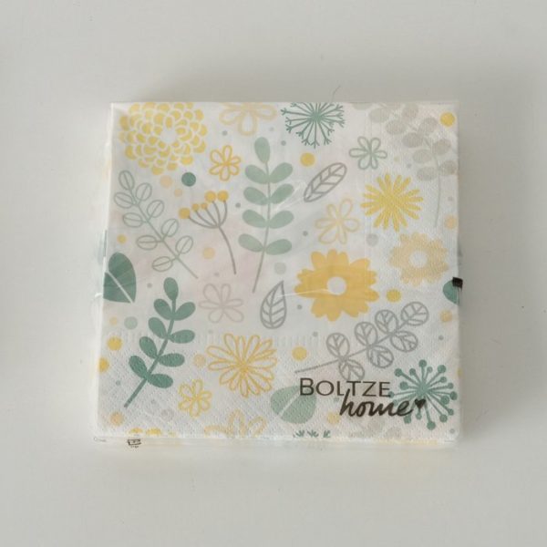 Serviettes en papier avec fleurs jaunes et branchage vert – Image 2