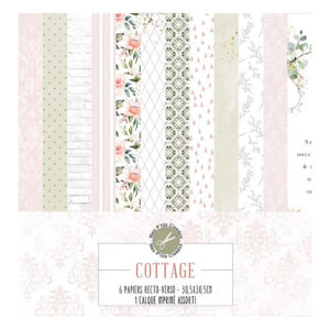 Kit de 6 papiers de scrapbooking imprimés recto/verso avec 1 feuille de papier transparent - Mes Petits Ciseaux