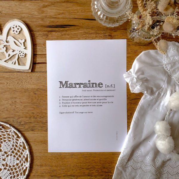 Affiche A5 définition "Marraine"