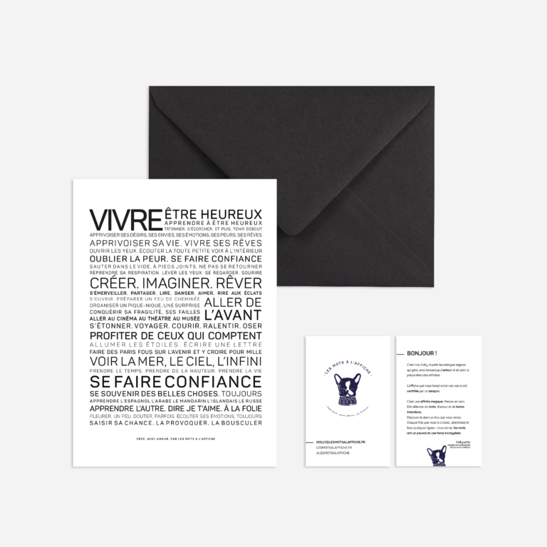 Carte postale avec enveloppe A7 - Vivre...
