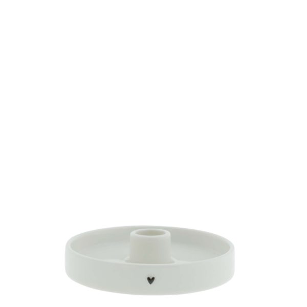 Bougeoir rond blanc avec coeur noir