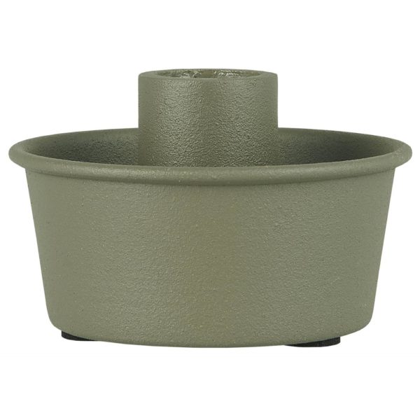 Bougeoir vert olive rond