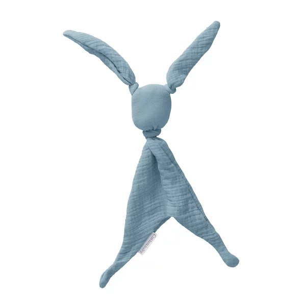 Doudou lapin en coton gaz bleu