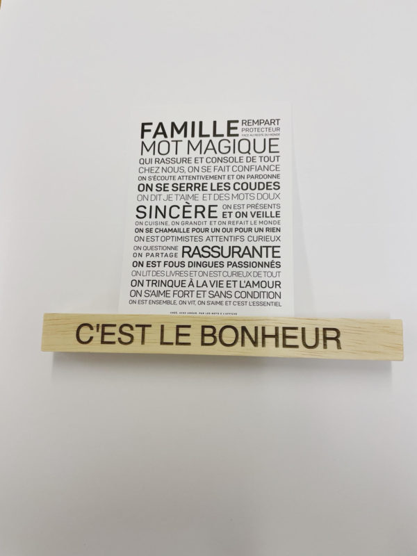Socle en bois pour photo - C'est le bonheur 20 cm