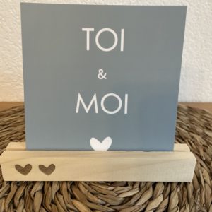 Socle en bois pour photo ''2 coeurs'' 15 cm