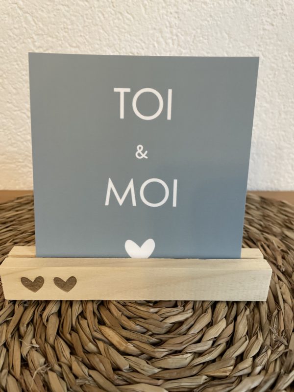 Socle en bois pour photo ''2 coeurs'' 15 cm