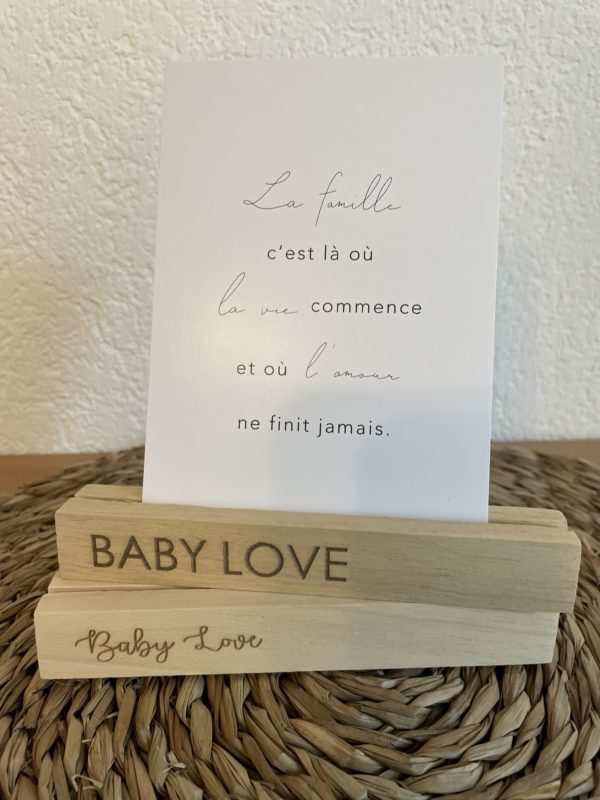 Socles en bois pour photo ''Baby Love'' 15 cm