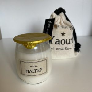 Bougie Petit pot de yoghourt ''Merci Maître - café