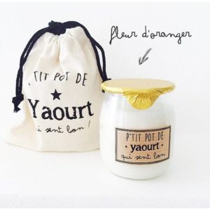 Bougie Petit pot de yoghourt ''Fleur d'oranger''