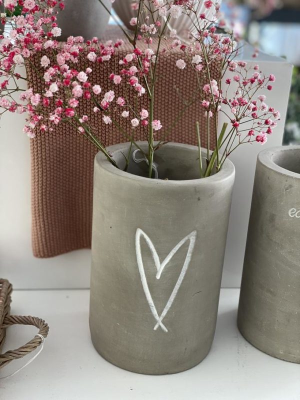 Refroidisseur à boisson en béton dessin en blanc " Coeur " – Image 3
