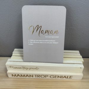 Socle en bois pour photo ''Maman trop géniale'' - 20 cm