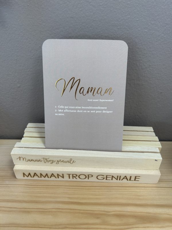 Socle en bois pour photo ''Maman trop géniale'' - 20 cm
