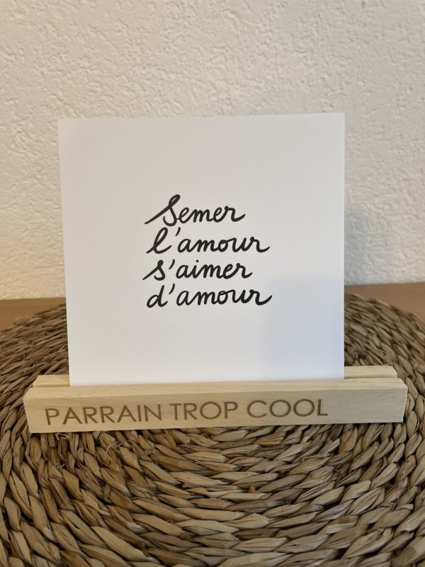 Socle en bois pour photo ''Parrain trop cool'' en majuscule - 20 cm