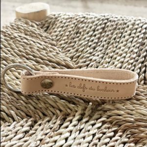 Porte-clés en cuir ''Les clefs du bonheur''