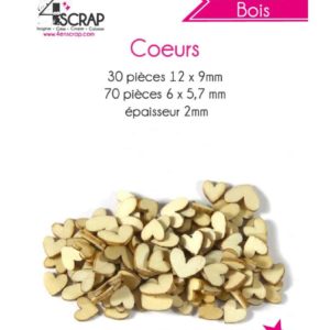 Assortiment de 100 minis coeurs en bois