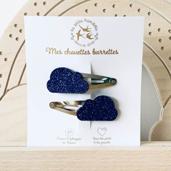 2 Barrettes bleues à paillettes