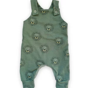 Salopette bébé verte avec tête de lion