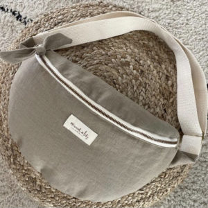 Banane couleur ''gazelle'' = brun taupe, 100% lin doublé en coton
