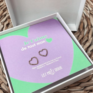Boucles d'oreilles - clous "Je t'aime de tout mon coeur"