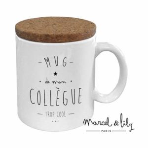 Tasse avec couvercle en liège ''Mon collègue trop cool''