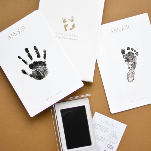 Kit de 2 cartes avec encreur pour empreintes de bébé