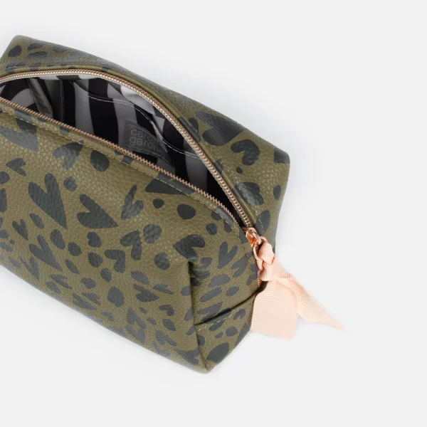 Trousse Kaki avec coeurs noirs – Image 2