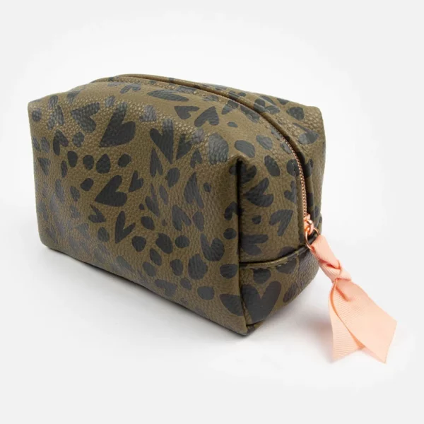 Trousse Kaki avec coeurs noirs
