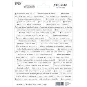 Planche de stickers (autocollants) sur le thème automnal, petits mots collection Herbarium