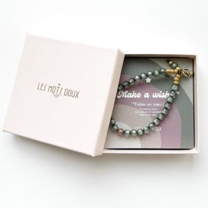 Bracelet ''Make a wish'' coloris vert gris et or