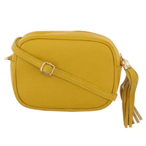 Sac bandoulière en cuir jaune doré