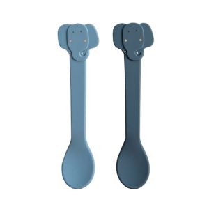 Duo de cuillères bleues en silicone éléphant