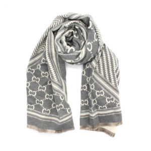 Echarpe brun & blanc cassé avec motifs