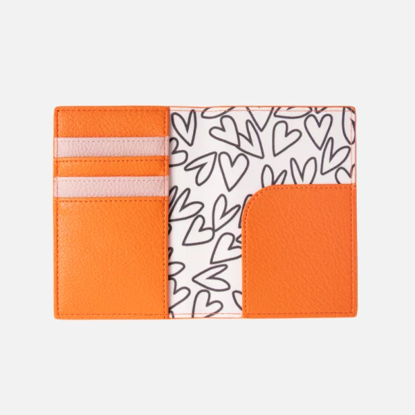 Porte-cartes & passeport colori orange avec coeur doré – Image 2