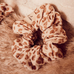 Chouchou en gaze de coton avec imprimé léopard