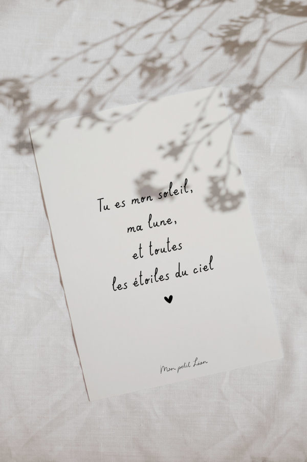 Carte A6 citation Tu es mon soleil