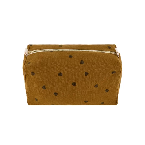 Trousse coloris cumin avec coeurs noirs