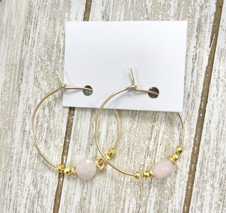 Boucles d'oreilles Olympie Rose pâle = Quartz