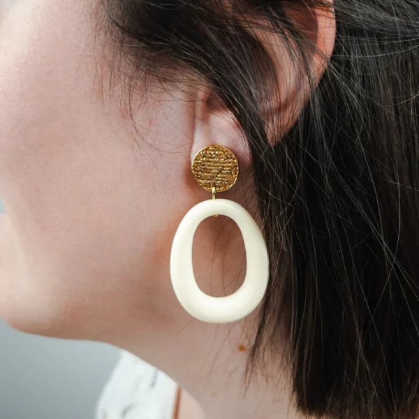 Boucles d'oreilles ''Valentine'' - Ecru brillant – Image 2