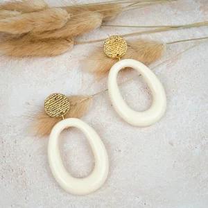 Boucles d'oreilles Valentine écru brillant