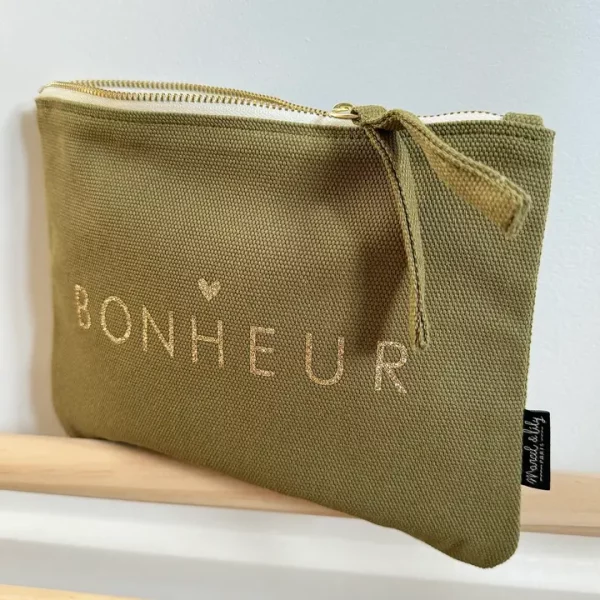 Trousse "BONHEUR" coloris kaki