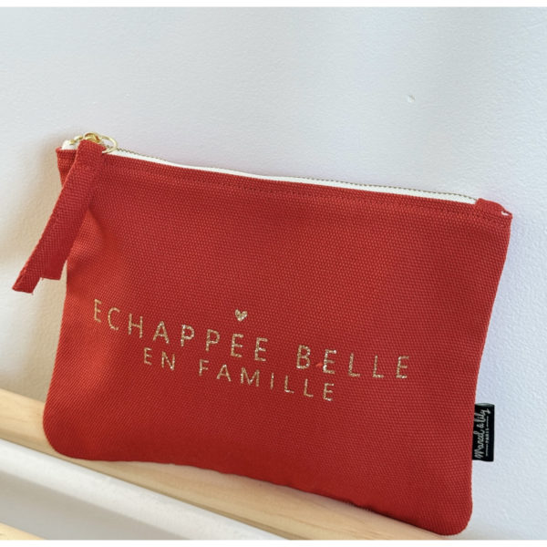 Trousse "ECHAPPEE BELLE EN FAMILLE" coloris rouge tangerine