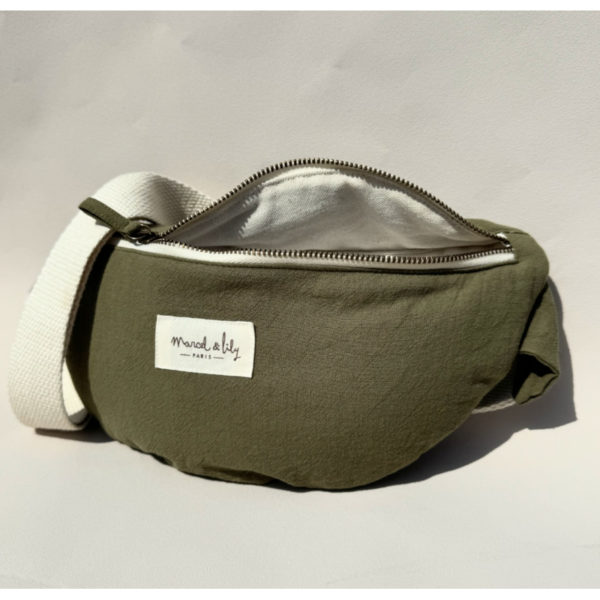 Sac banane en coton vert kaki
