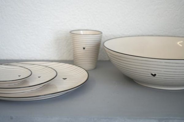 Tasse/verre ligné avec coeur noir – Image 2