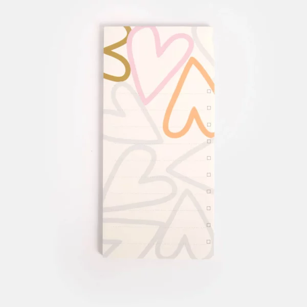 Bloc-notes avec coeurs pastels