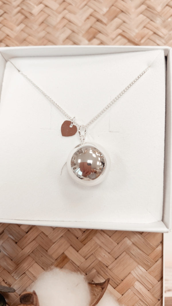 Bola de grossesse Gri-Gri coeur argent, maille simple – Image 3