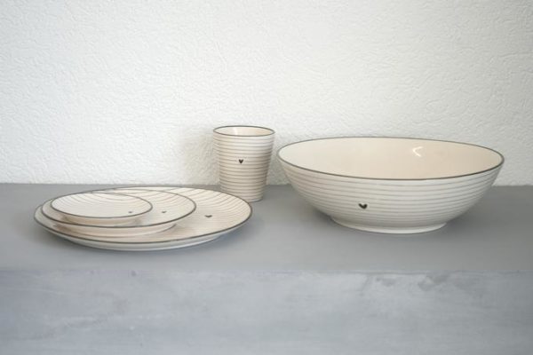 Tasse/verre ligné avec coeur noir – Image 3